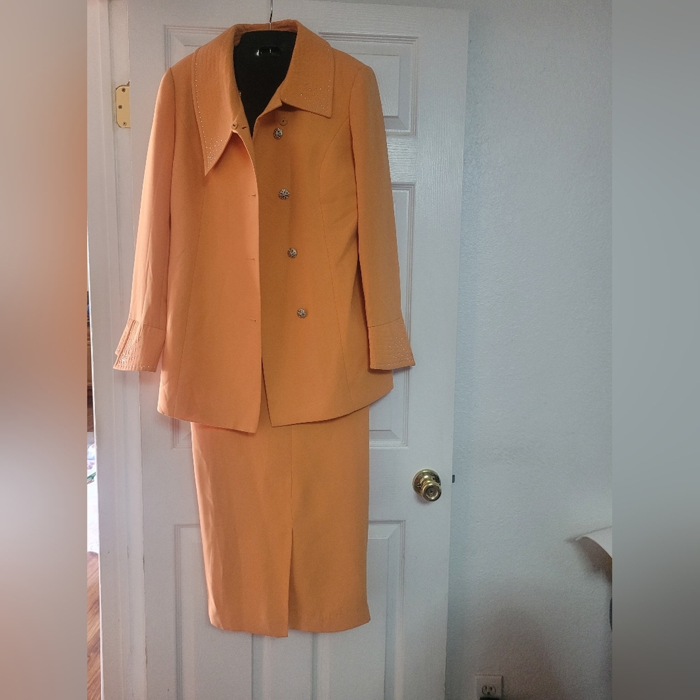 Vintage Audrey Elegant Orange Pencil Skirt Ensemble